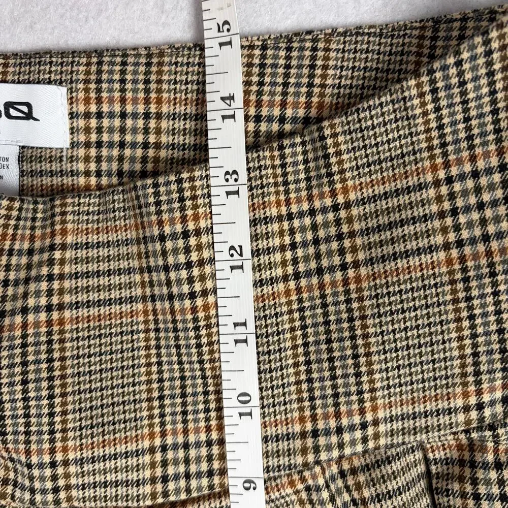 RSQ by Tillys Pleated Plaid Mini Skirt Women's L Brown Micro Preppy Kfashion Y2K